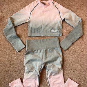 Gymshark Pink & Grey Ombre Seamless Matching Set